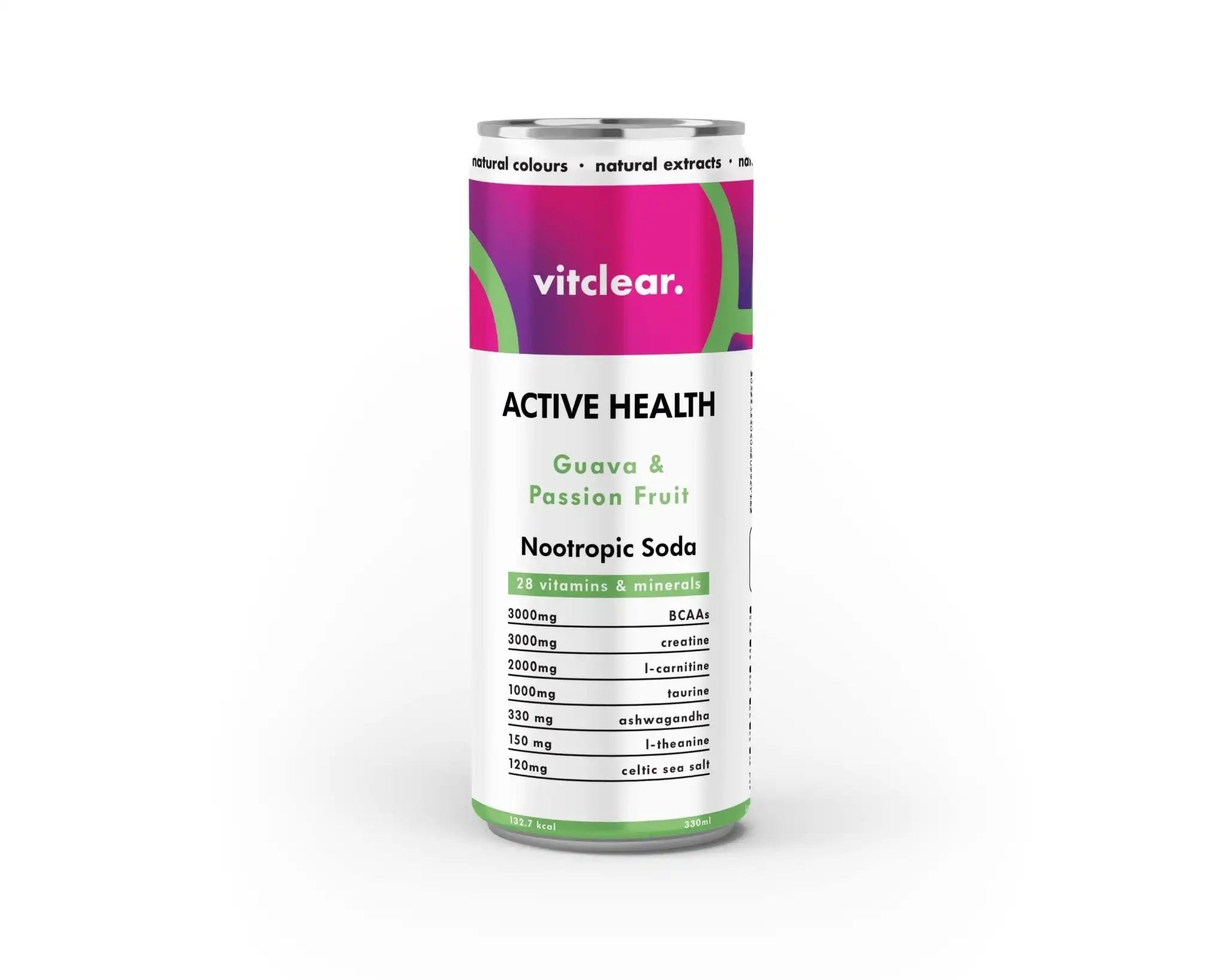 Active Health Nootropic Soda - Guava & Passionfruit (12 x 330ml) - VitClear