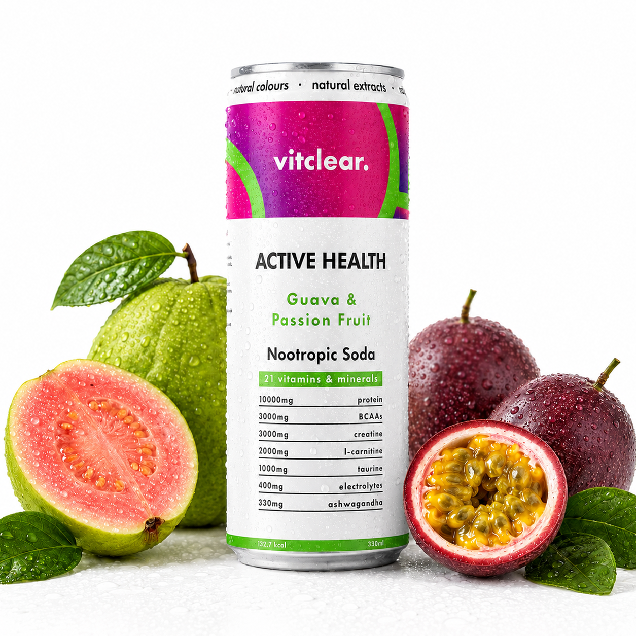 Active Health Nootropic Soda - Guava & Passionfruit (12 x 330ml) - VitClear