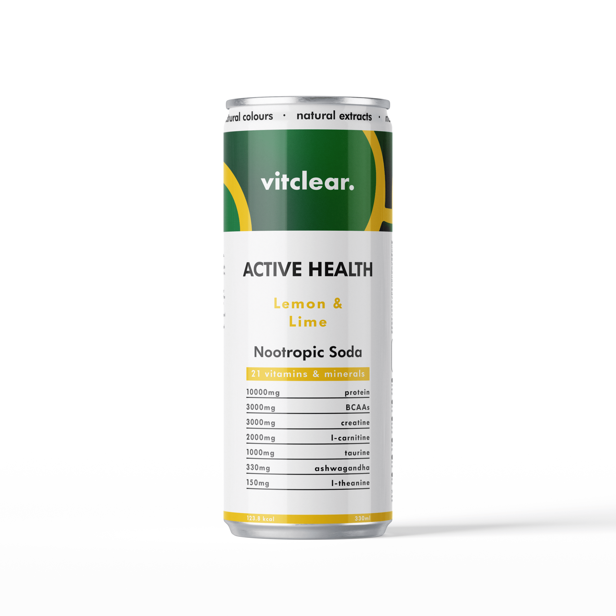Active Health Nootropic Soda - Lemon & Lime (12 x 330ml) - VitClear