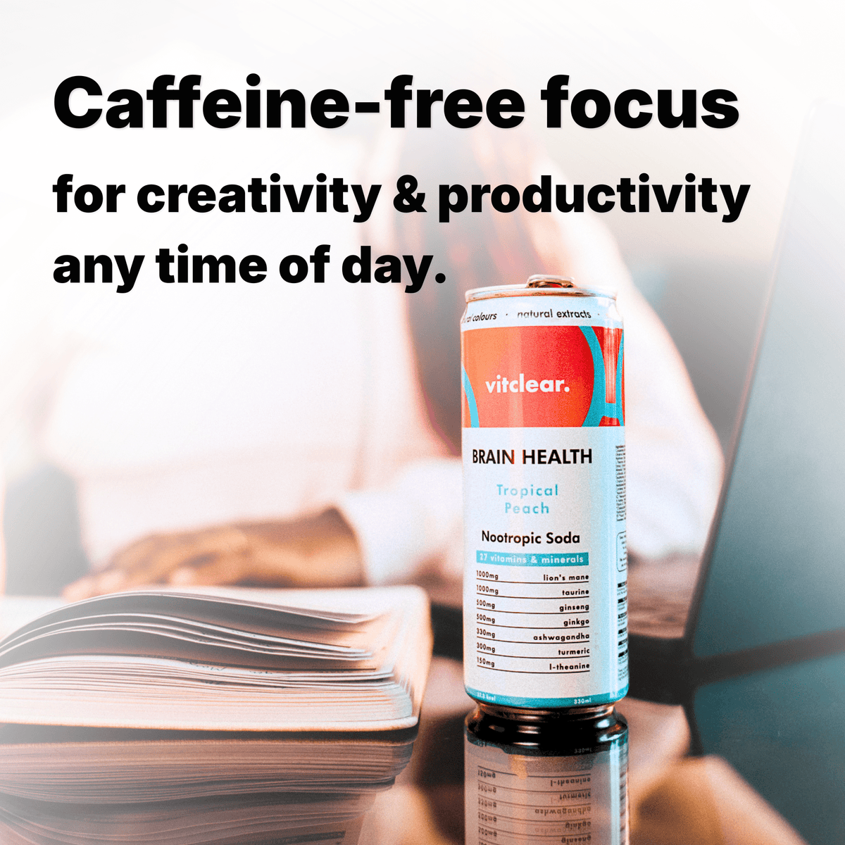 Brain Health Nootropic Soda (Tropical Peach) - VitClear