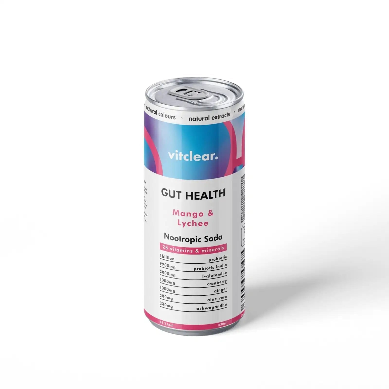Gut Health Nootropic Soda - Mango & Lychee (1 x 330ml) - VitClear
