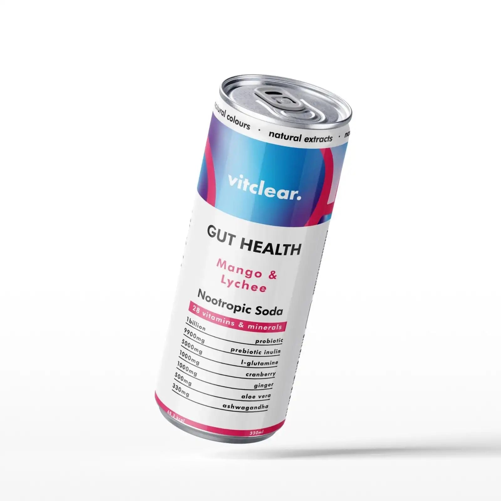 Gut Health Nootropic Soda - Mango & Lychee (1 x 330ml) - VitClear