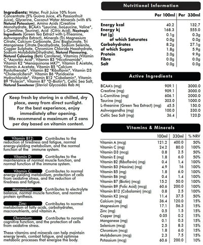 Active Health Nootropic Soda - Guava & Passionfruit (12 x 330ml) - VitClear