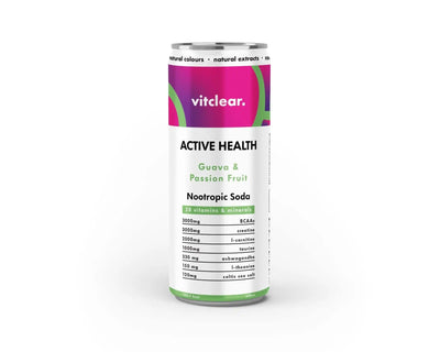 Active Health Nootropic Soda - Guava & Passionfruit (12 x 330ml) - VitClear