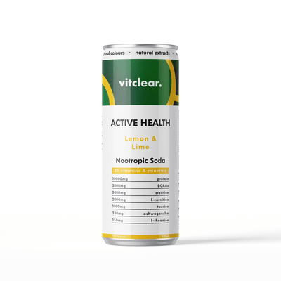 Active Health Nootropic Soda - Lemon & Lime (12 x 330ml) - VitClear