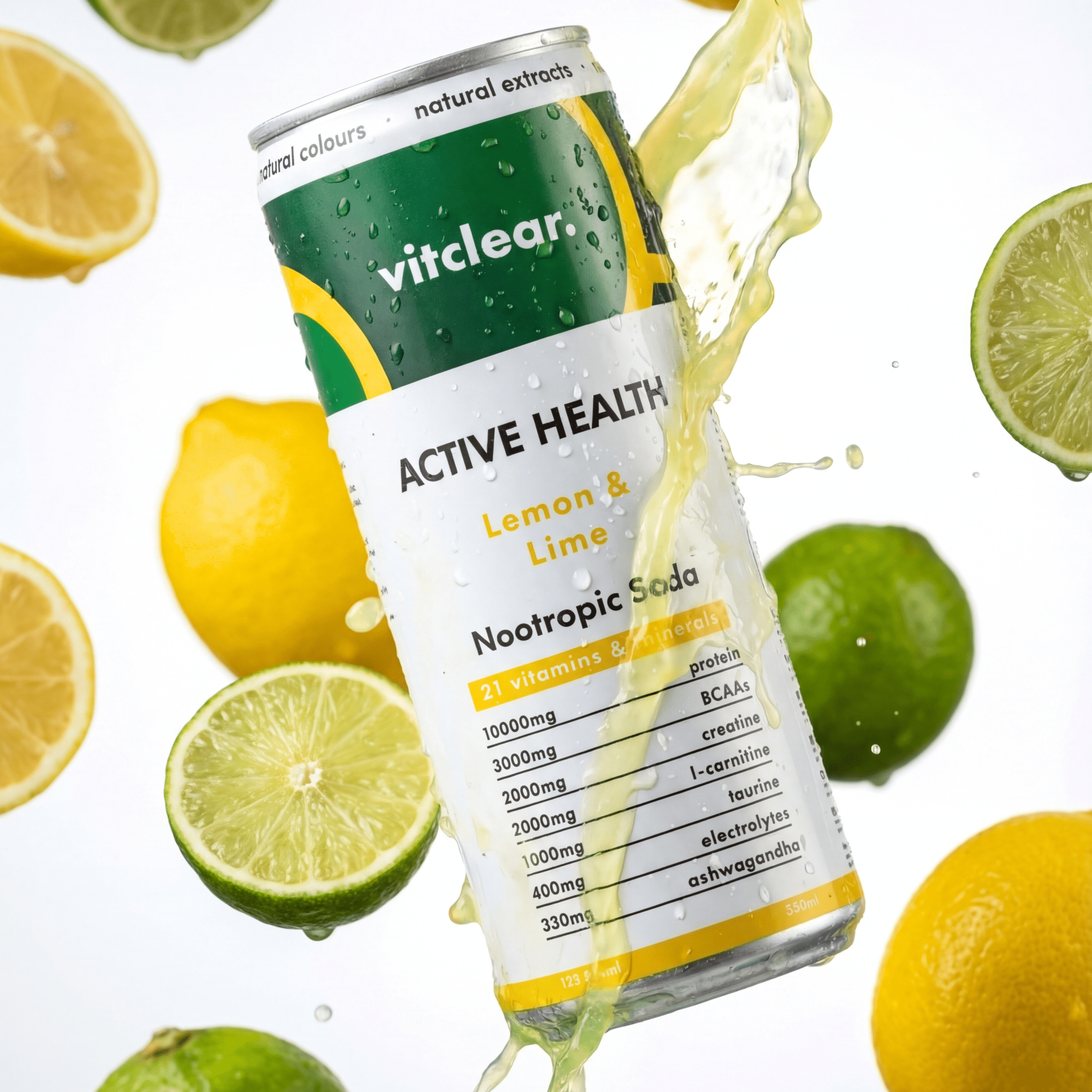 Active Health Nootropic Soda - Lemon & Lime (12 x 330ml) - VitClear