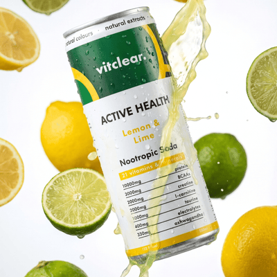 Active Health Nootropic Soda - Lemon & Lime (12 x 330ml) - VitClear