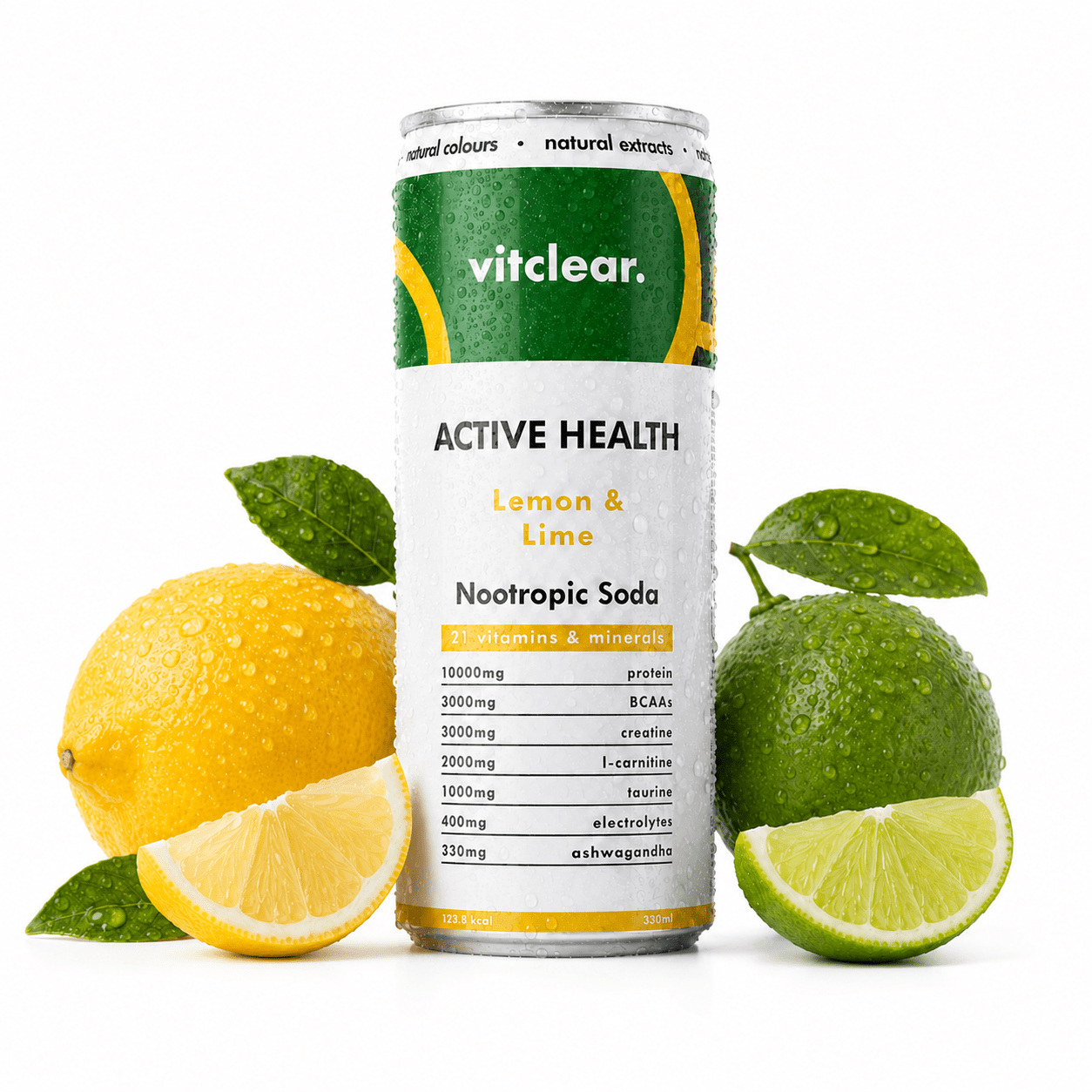 Active Health Nootropic Soda - Lemon & Lime (12 x 330ml) - VitClear