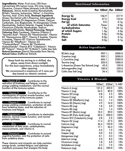 Active Health Nootropic Soda - Lemon & Lime (12 x 330ml) - VitClear