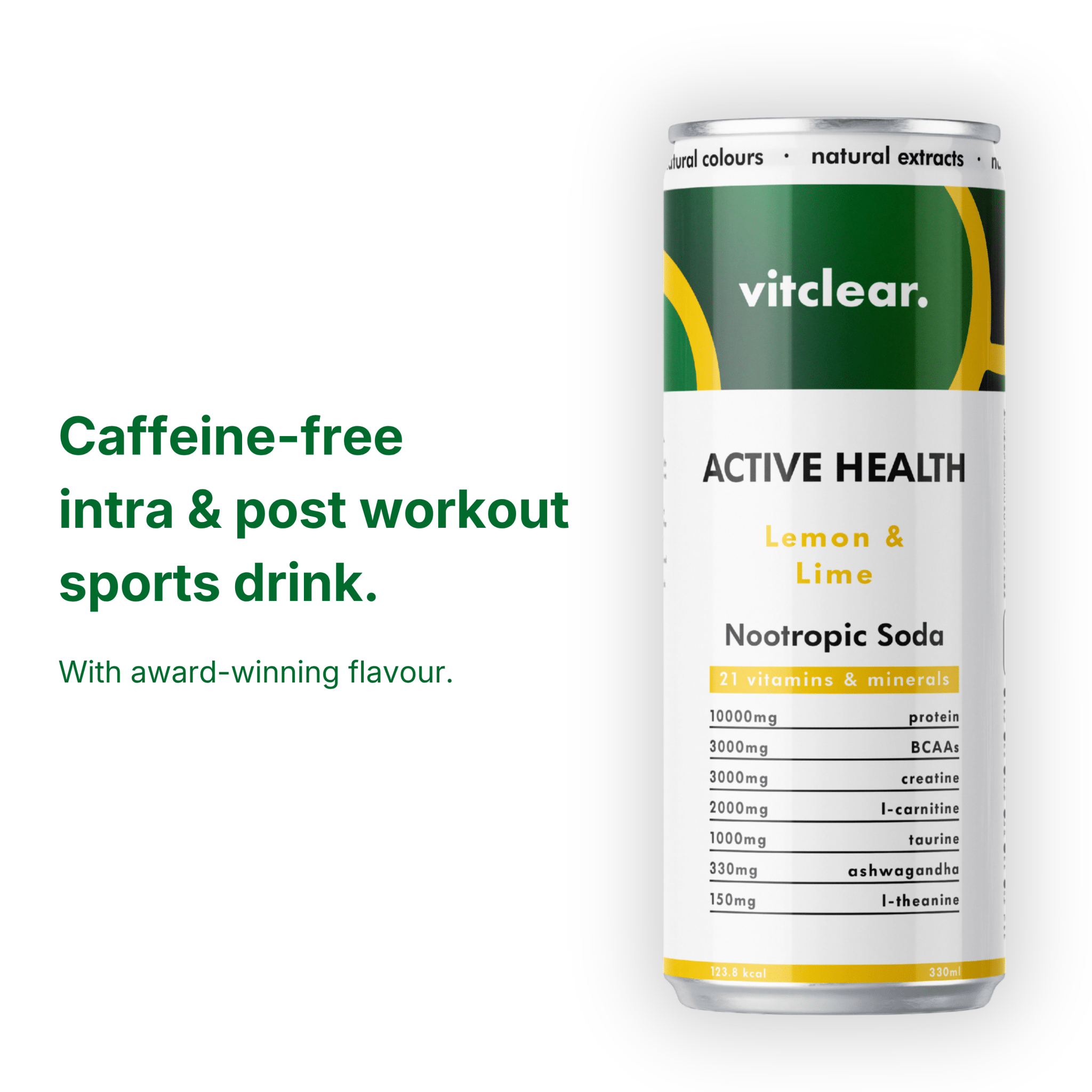 Active Health Nootropic Soda - Lemon & Lime (12 x 330ml) - VitClear