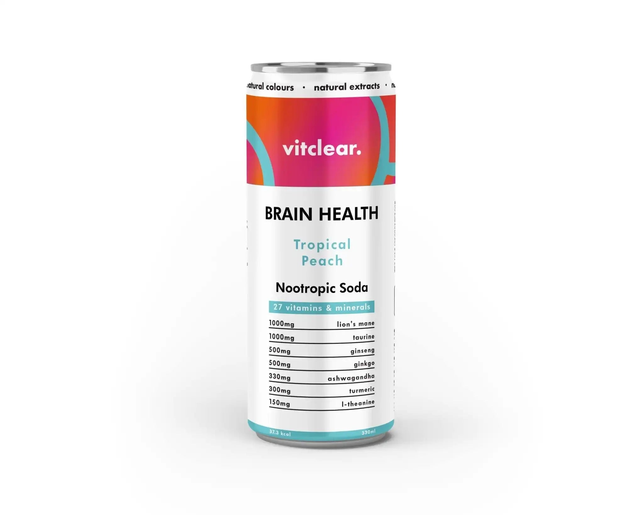 Brain Health Nootropic Soda - Tropical Peach (1 x 330ml) - VitClear