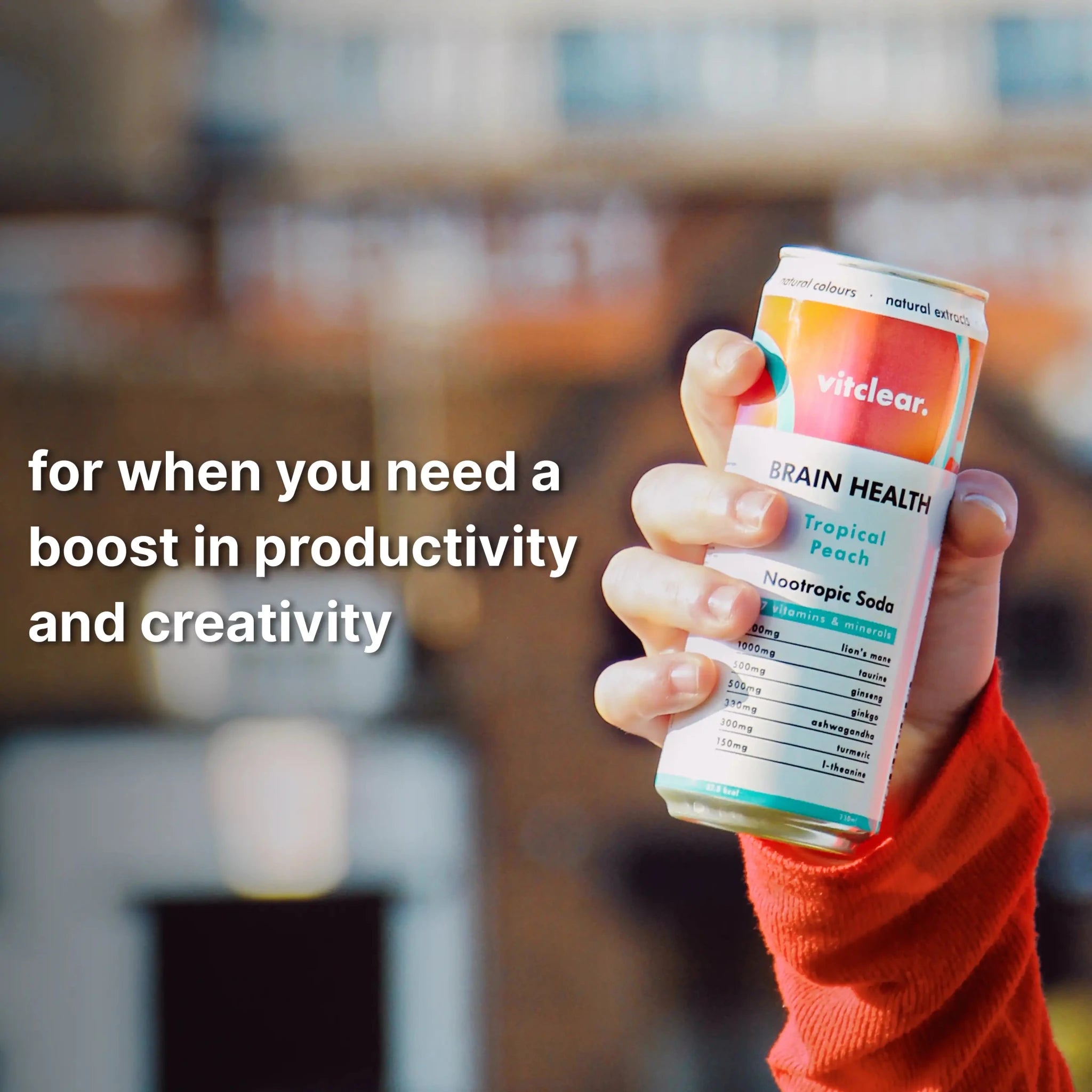 Brain Health Nootropic Soda - Tropical Peach (1 x 330ml) - VitClear