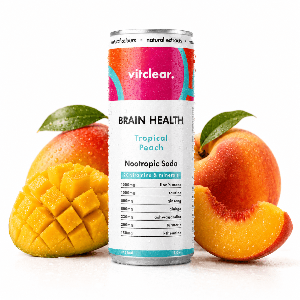 Brain Health Nootropic Soda - Tropical Peach (12 x 330ml) - VitClear