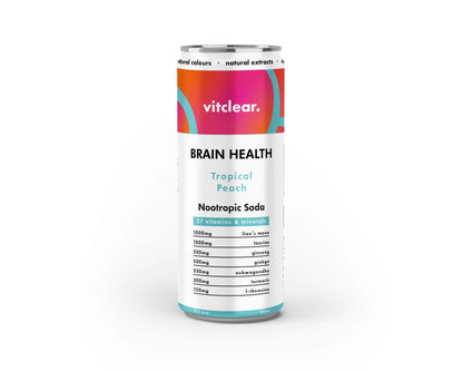 Brain Health Nootropic Soda - Tropical Peach - 12 x 330ml - VitClear