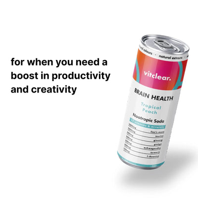 Brain Health Nootropic Soda - Tropical Peach (12 x 330ml) - VitClear