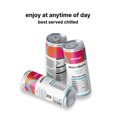 Brain Health Nootropic Soda - Tropical Peach (12 x 330ml) - VitClear
