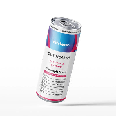 Gut Health Nootropic Soda - Mango & Lychee (1 x 330ml) - VitClear