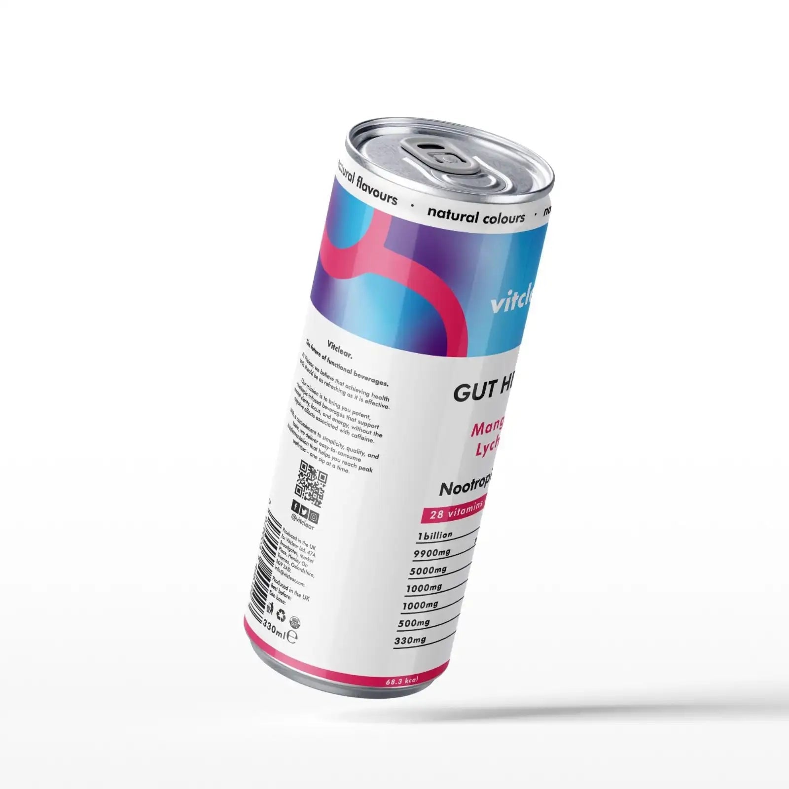 Gut Health Nootropic Soda - Mango & Lychee (1 x 330ml) - VitClear