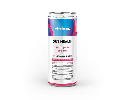 Gut Health Nootropic Soda - Mango & Lychee - 12 x 330ml - VitClear