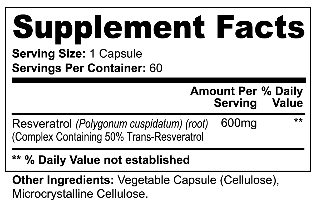 Resveratrol 50% 600mg - Vitclear.